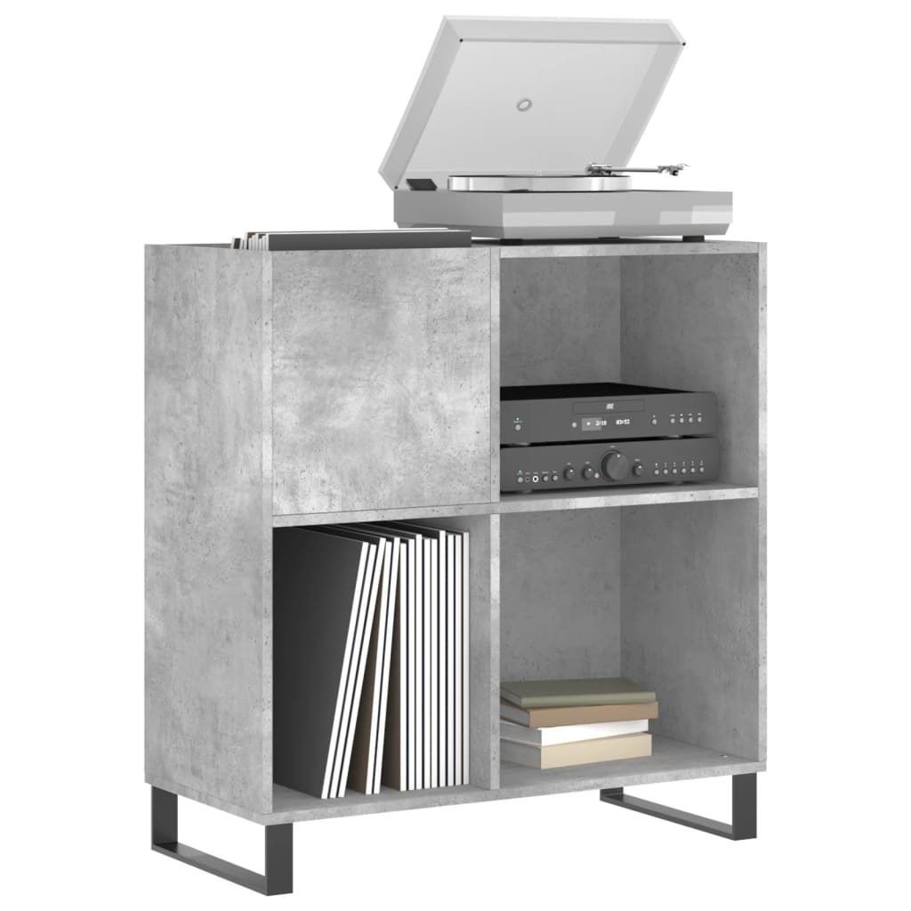 Record Cabinet Concrete Grey 84.5x38x89 cm Engineered Wood
